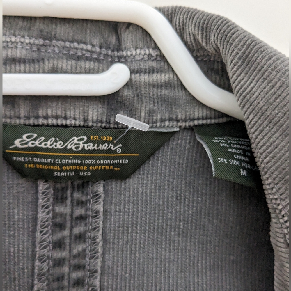 Vintage Eddie Bauer Corduroy Gray Blazer Jacket with Pockets Size M - Picture 6 of 6